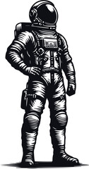 Astronaut Hand Drawn Vector Art Illustration On Solid White Background