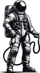 Astronaut Hand Drawn Vector Art Illustration On Solid White Background