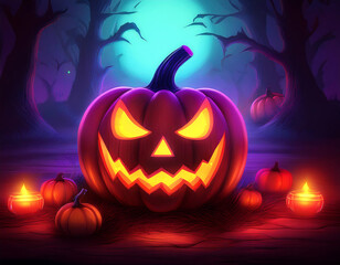 Obraz premium holiday backdrop glowing halloween