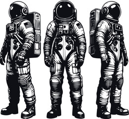 Astronaut Hand Drawn Vector Art Illustration On Solid White Background