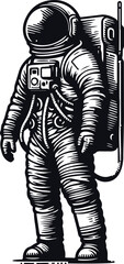 Astronaut Hand Drawn Vector Art Illustration On Solid White Background