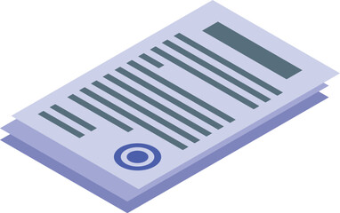 Isometric stack of important documents with a stamp on it representing bureaucracy