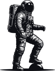 Astronaut Hand Drawn Vector Art Illustration On Solid White Background