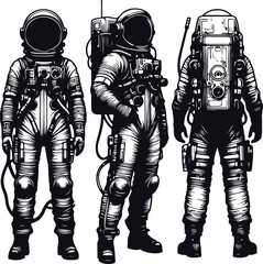 Astronaut Hand Drawn Vector Art Illustration On Solid White Background