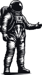 Astronaut Hand Drawn Vector Art Illustration On Solid White Background