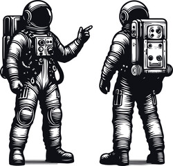 Astronaut Hand Drawn Vector Art Illustration On Solid White Background