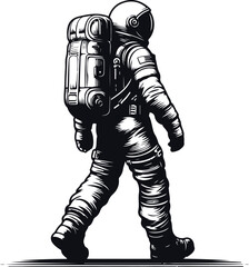 Astronaut Hand Drawn Vector Art Illustration On Solid White Background