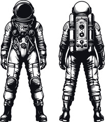 Astronaut Hand Drawn Vector Art Illustration On Solid White Background