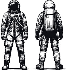 Astronaut Hand Drawn Vector Art Illustration On Solid White Background