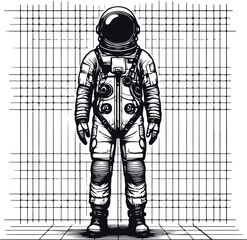Astronaut Hand Drawn Vector Art Illustration On Solid White Background
