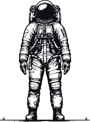 Astronaut Hand Drawn Vector Art Illustration On Solid White Background