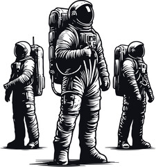 Astronaut Hand Drawn Vector Art Illustration On Solid White Background