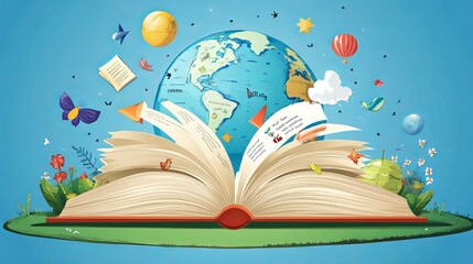 International Literacy Day, focusing on education with a vector illustration celebrating World Literacy Day. 