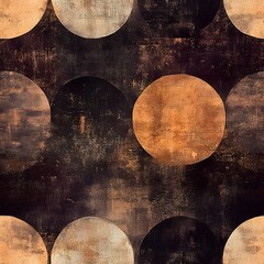 A black and white photo of circles with a brown and orange hue. The circles are all different sizes and are scattered throughout the image. The photo has a vintage and artistic feel to it
