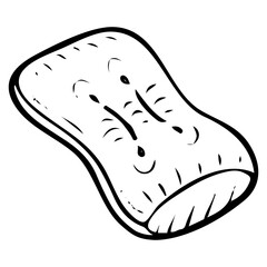 Orthopedic pillow hand drawn doodle. Comfortable sleep and relaxation. Bedding to support the head. Vector outline line art illustration.