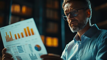 Man analyzing financial data on a tablet