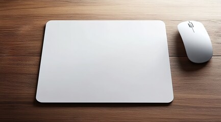 A white mouse pad mockup on an office desk