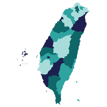 recommend clip art: Taiwan map. Map of Taipei in administrative provinces in multicolor