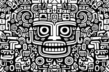 Aztek tribal Inca face doodle