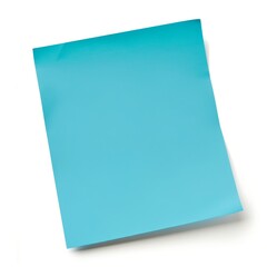 Bright Cyan Post-it Note Isolated on a Clean Background Surface.