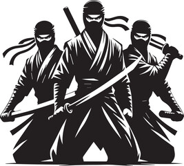 Black and white ninja silhouette collection © Creative_Hamza