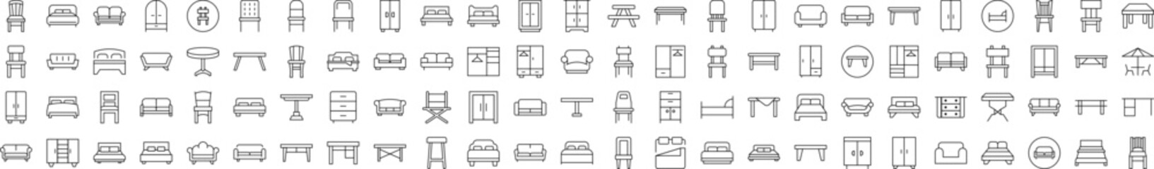Outline Web Line Icons Collection. Editable Stroke. Minimalistic Linear Pictogram for Design of Cards, Apps, Banners, Posts