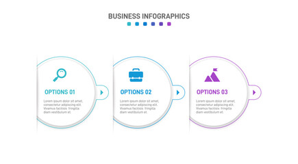Horizontal progress bar featuring 3 arrow-shaped elements, symbolizing three six stages of business strategy and progression. Clean timeline infographic design template. Vector for presentation