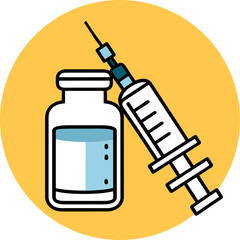 A cartoon-style illustration of an open syringe. Simple, flat illustration syringe, Nurse concept with white background.