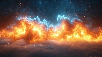 Obraz premium Blue and Orange Fire Clouds