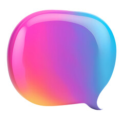 3D Color Speech Bubble Isolated on Transparent Background