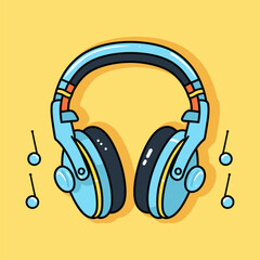 A cartoon vector illustration of headphones. simple flat design clip art with cute and colorful illustrations.