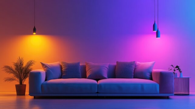 Scene with mood lighting and neon lights