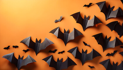 Fototapeta premium paper bats flying symbolizing halloween decoration