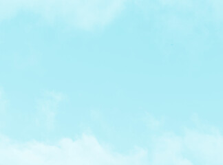 Pastel blue sky with white fluffy cloud. Cloudscape cumulus summer soft light sky. Beautiful nature morning. Freedom of life concept.