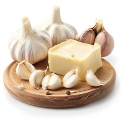 Garlic Butter Spread on Isolated Surface for Culinary Use.