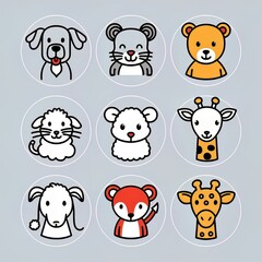 set of cartoon animals