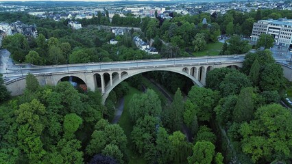 Obraz premium drone photo Adolphe bridge Luxembourg europe
