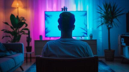 the alone man watching the tv