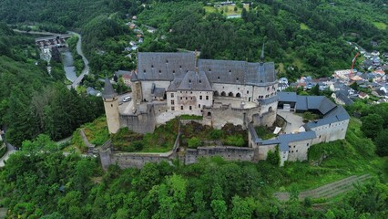 drone photo Vianden castle Luxembourg europe