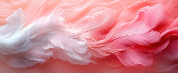 Abstract Feathers in Pink and White