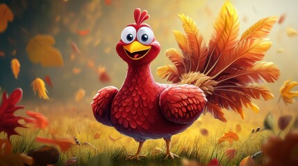 Thanksgiving turkey in funny cartoon style. Happy bird