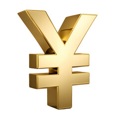 Obraz premium 3D Gold Yen Symbol Isolated on Transparent Background