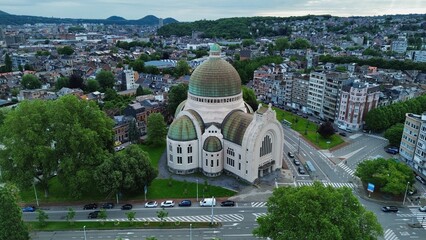 drone photo Saint Vincent church Liège Belgium europe