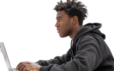 Students Using Laptops in Computer Lab Isolated Isolated on Transparent Background PNG. Isolated on Transparent Background PNG.