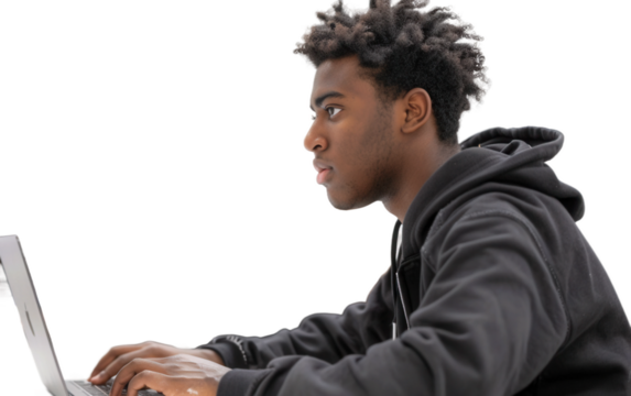 Students Using Laptops in Computer Lab Isolated Isolated on Transparent Background PNG. Isolated on Transparent Background PNG.