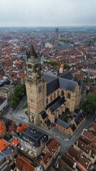 Obraz premium drone photo Saint Sauveur Cathedral bruges belgium europe