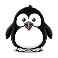 Obraz premium A cute black and white cartoon penguin with large eyes and a red beak