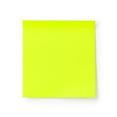 Neon Yellow Post-it Note Isolated on a Crisp White Background