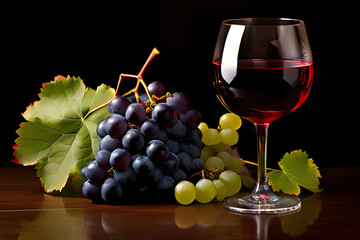red wine and grapes