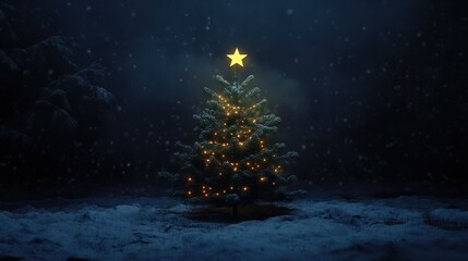 Naklejka premium Ein Weihnachtsstern an einem Weihnachtsbaum